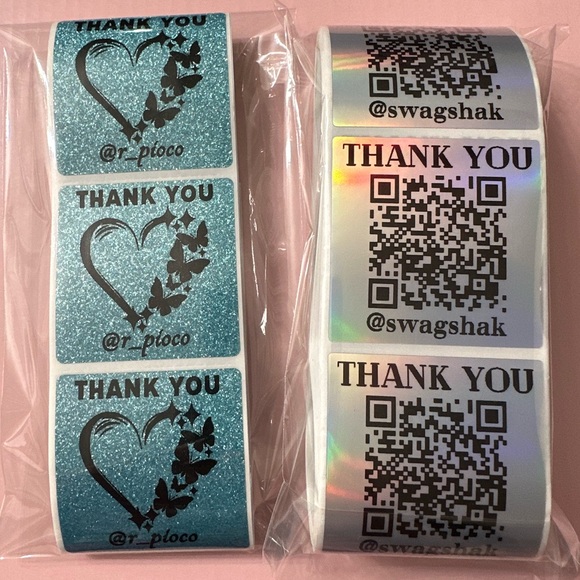 50 ct. Custom 2β Square Thank You, QR Code, FRAGILE Stickers OR LOGO - Picture 3 of 16